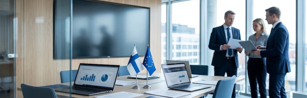 Ai kuva palaverihuoneesta. jossa päättäjät tutkivat tilastoja.